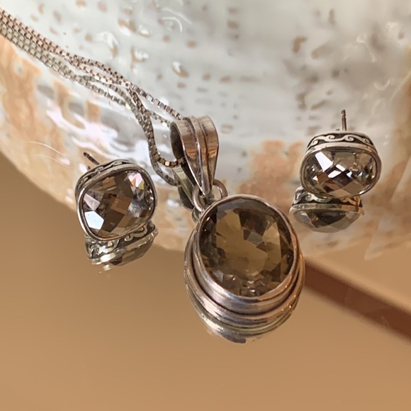 Sterling Silver Necklace and Smoky Quartz Pendant - Picture 2 of 6